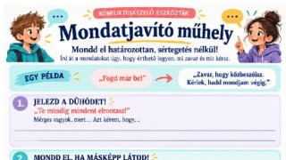 Mondatjavító műhely - Gyakorolható, hogyan lehet sértegetés nélkül jelezni a dühöt, az eltérő véleményt vagy a határt.